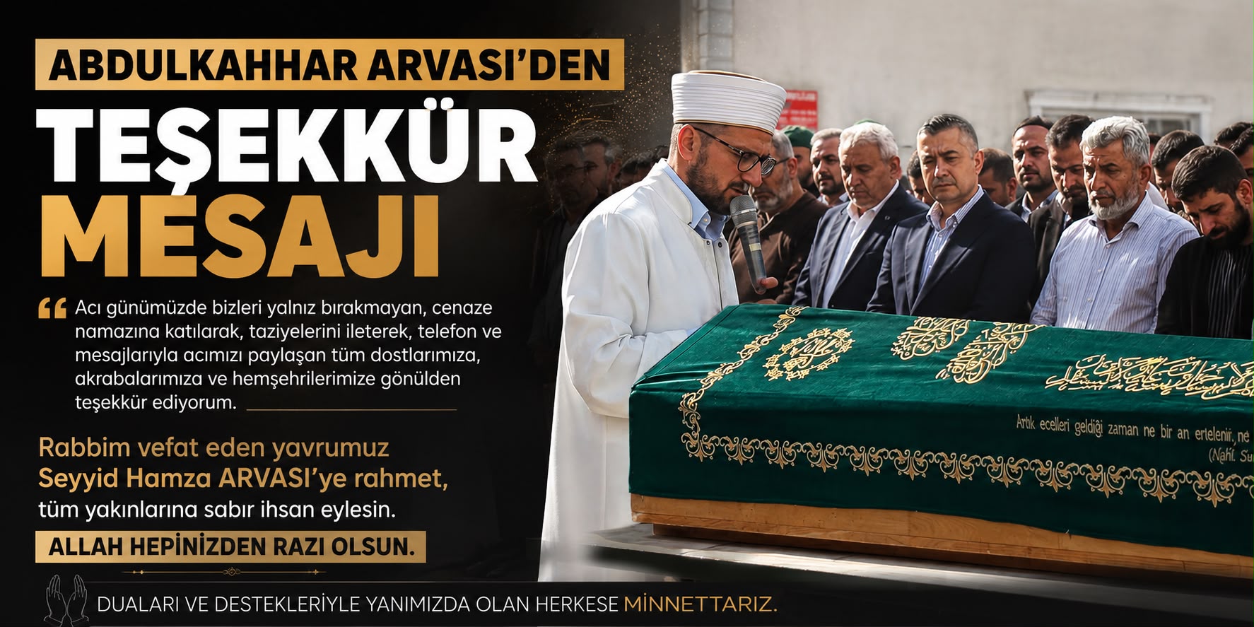 ABDULKAHHAR ARVASİ TEŞEKKÜR ETTİ